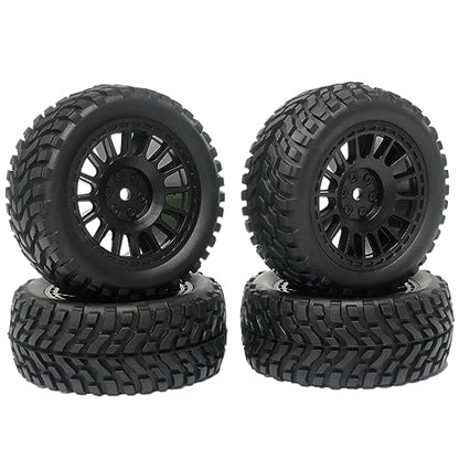 4PCS 75mm Rubber Tyres Tires with Foam Inserts and Plastic Wheel Rims 12mm Hex for 1/10 On-Road RC Drift Touring Car 1/14 1/16 1/18 Rally Car Replacement Parts(Black) - color: Black