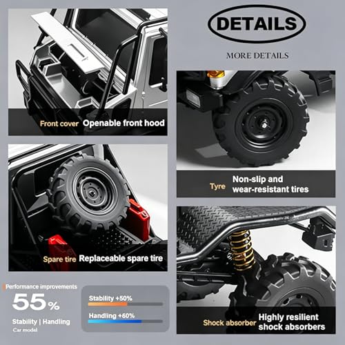 RC Semi Truck, 1:18 Scale RC Crawler, MN-333 Remote Control Car, 2.4GHz 4WD All Terrain Off Road RC Truck Transport Vehicle with LED Lights and 2 Batteries for Adults (Silver) - color: Silver