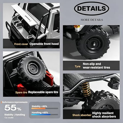 RC Semi Truck, 1:18 Scale RC Crawler, MN-333 Remote Control Car, 2.4GHz 4WD All Terrain Off Road RC Truck Transport Vehicle with LED Lights and 2 Batteries for Adults (Silver) - color: Silver