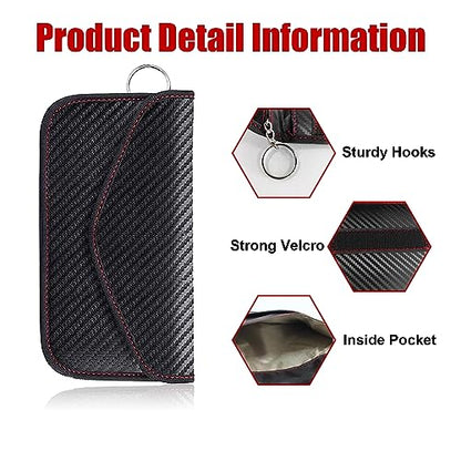 Kewucn 1 Pack Faraday Bag for Key Fob, RFID Signal Blocking Key Fob Protector and Anti-Hacking Faraday Cage, Carbon Fiber Anti-Theft Car Keys Faraday Pouch, Premium Car Key Safe Protector (Large) - size: Large (5.32×7.68 inches)