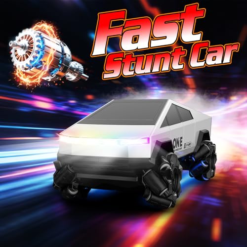 Gesture Sensing RC Stunt Car, RC Drift Car 360°Rotating Drifting RC Cars 1/28 4WD Drift RC Stunt Cars with Colorful Light 2.4GHz Remote Control Truck Gifts Toy for Kids Boys 8-12 - color: Silver