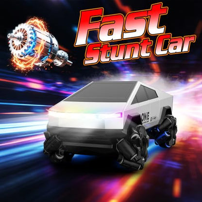 Gesture Sensing RC Stunt Car, RC Drift Car 360°Rotating Drifting RC Cars 1/28 4WD Drift RC Stunt Cars with Colorful Light 2.4GHz Remote Control Truck Gifts Toy for Kids Boys 8-12 - color: Silver