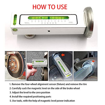 AICEL Adjustable Magnetic Gauge Tool, Automotive Universal Repair Accessories, Camber Castor Strut Wheel Alignment Tools for Car, Truck Camber, Castor Strut, RV, Tire Repair