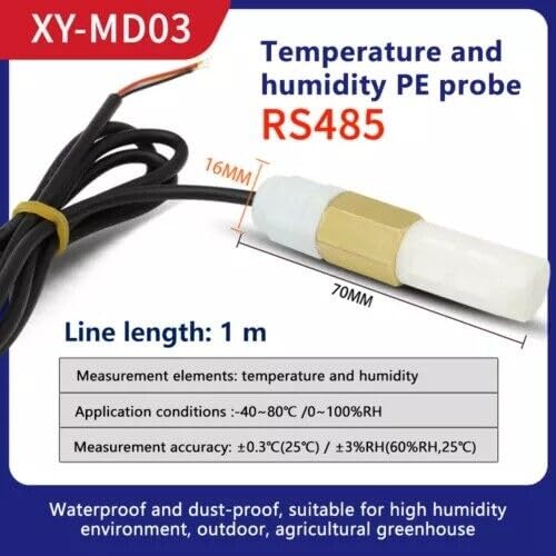 1PC DC5-28V Temperature & Humidity Sensor Waterproof Probe RS485 For MODBUS RTU (PE probe) - style: PE probe