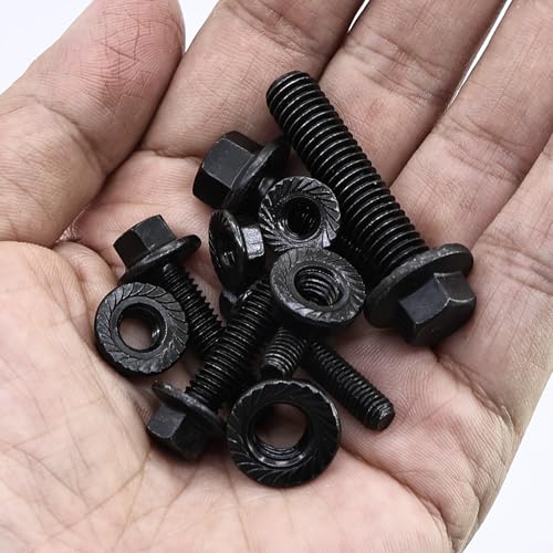 Flanged Bolts and Nuts Kit, Black Alloy Steel Grade 10.9, 245 Pieces, M6 M8 M10, Hex Flange Head, Black Oxide Finish - color: 245PCS M6 M8 M10 Bolts and Nuts Kit