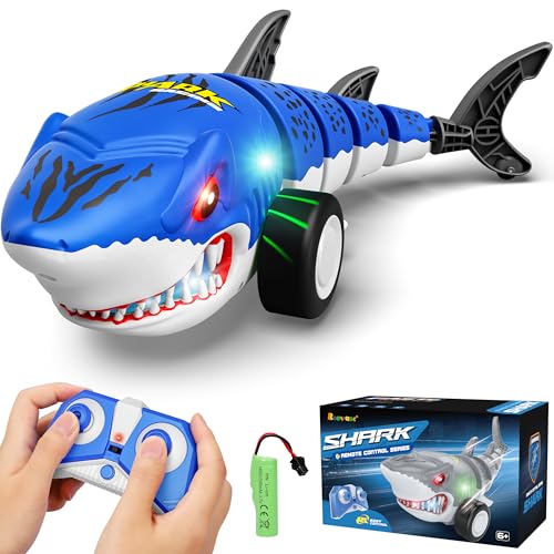 Remote Control Shark Car Toy for Kids, 360° Stunt Drift All Terrains Lights | 2.4GHz Rechargeable Electric RC Simulation Shark Stunt Car, Birthday Christmas Outdoor Gifts for 6,7,8,9,10-12 Boys Girls