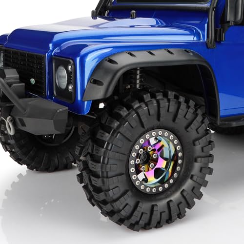 GLOBACT Rainbow 1.9 Beadlock Wheel Offset -10mm for 1/10 RC RC Crawler, A | Fits SCX10 TRX4 TRX6 Redcat Gen7 Gen7PRO Gen8 D90 VS4-10 - color: Neon Color-a