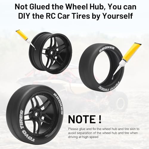 1/10 RC Drift Tires, daitoku 12mm RC Rally Racing Tires and Wheels for Tamiya Traxxas HPI KYOSHO XV02 XV01 TT01 TT02 PTG2 A959 - Style C (Black) - color: Black