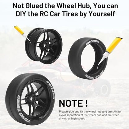 1/10 RC Drift Tires, daitoku 12mm RC Rally Racing Tires and Wheels for Tamiya Traxxas HPI KYOSHO XV02 XV01 TT01 TT02 PTG2 A959 - Style C (Black) - color: Black