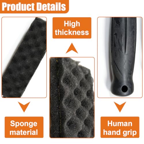 Craedli Soft Foam Wheel Brush, Car Detailing Rim Cleaner Tool (Black) | Non-Scratch Wavy Sponge Head, Long-Reach Wheel Scrubber Brush, Ergonomic Grip Handle, Versatile Deep Cleaning Application - color: Black