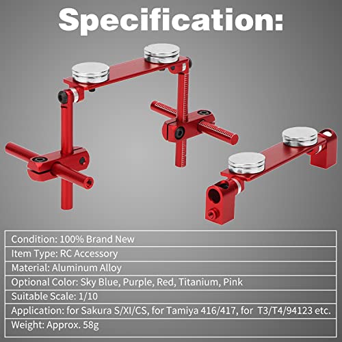 Keenso Flat Magnet for RC Car Body Shell Mount Kit for HSP 1/10 RC Racing Car(Red)…