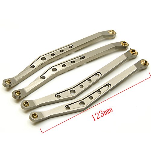 QUE-T 8 Pcs Aluminum Linkage Rod Arm Set/Upper and Lower Suspension Links Set of 8 for 1/10 Axial Wraith 90018 RC Truck (Titanium, Type A)