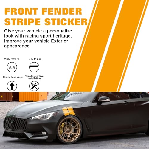 x xotic tech Fender Stripes Hash Marks KK Vinyl Decal Universal for Car Truck Sticker Racing Stripe 11"x23" (Yellow) - color: Yellow