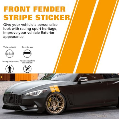 x xotic tech Fender Stripes Hash Marks KK Vinyl Decal Universal for Car Truck Sticker Racing Stripe 11"x23" (Yellow) - color: Yellow