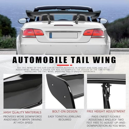 JMTBNO 57 Inch GT Wing Rear Trunk Spoiler Wing Gloss Black Compatible with Universal Car Spoiler Rear Wing Rear Trunk Spoiler GT Style Wing Spoiler Gloss Black - color: Gloss Black