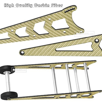 RC Wheelie Bar w/Mount Upgrades Part for 1/10 Slash Rustler Bandit 2WD(VXL),Carbon Fibre Wheelie Bar Kit Tail Wheel Head up Wheel Assembly Hops Up,Gold - color: Gold(1set)