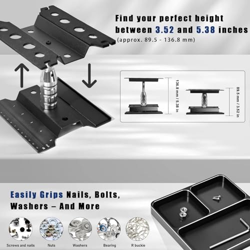 RC Car Work Stand Adjustable Height Lift Lower 360° Rotation Aluminum RC Repair Stand & Small Screw Tray Fit for 1/8 1/10 1/12 1/14 For Traxxa Axial Arrma Redcat RC Crawler Monster Truck Buggy（Black） - color: Black