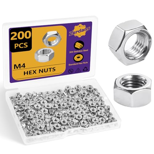 200Pcs M4-0.7mm Hex Nut Set 304 Stainless Steel | Rust Resistant, For Machinery, Automotive & DIY Projects, Storage Case Included. - size: 200Pcs-M4
