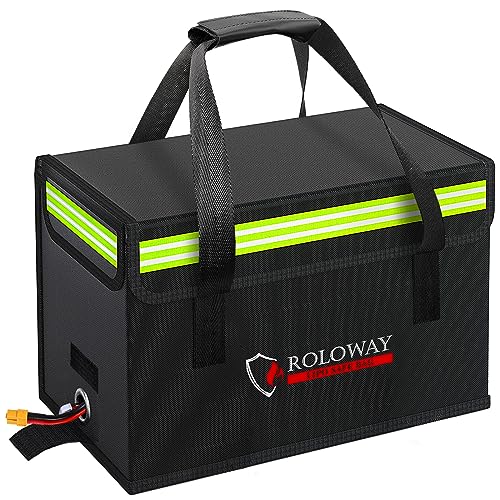Lipo Battery Bag (15 x 8.5 x 10 inch), Large Fireproof Lipo Ebike Bag with Comfortable Handle, Reflective Strip