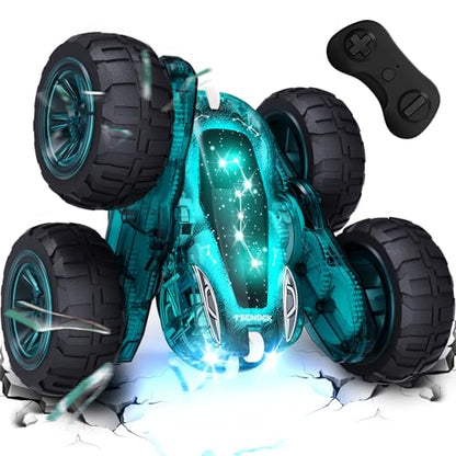 Tecnock Remote Control Car, 2.4GHz RC Cars with USB-C Easy Charging, 4WD Double Sided 360° Rotates and Flips RC Stunt Car, Toys Gift for Boys and Girls Ages 6-8, 8-12 - color: Green