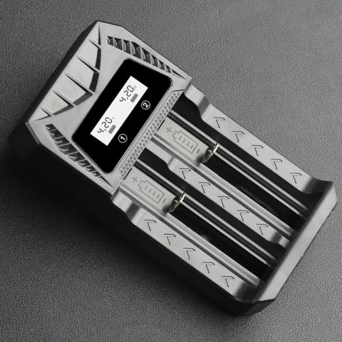 Smart LCD USB Charger, Compatible with 18650 4.2V Rechargeable Lithium Batteries, Supports 1/2/4 Slots, and Compatible with 1.2V NiMH AA/AAA Batteries，Rechargeable Lithium aa Batteries - color: 2 Slots