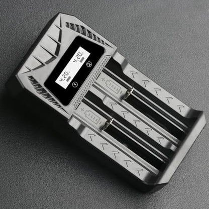 Smart LCD USB Charger, Compatible with 18650 4.2V Rechargeable Lithium Batteries, Supports 1/2/4 Slots, and Compatible with 1.2V NiMH AA/AAA Batteries，Rechargeable Lithium aa Batteries - color: 2 Slots