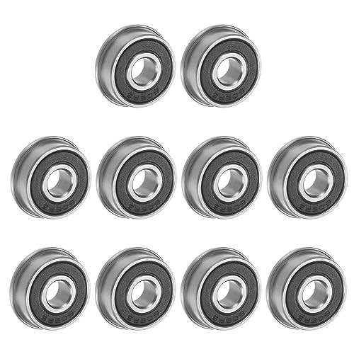 uxcell F606-2RS Flanged Ball Bearing 6x17x6mm Double Sealed Chrome Steel Flange Bearings, 10pcs - size: F606-2RS
