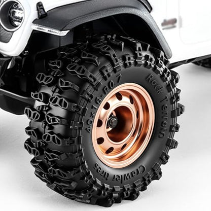 0.7" Beadlock Wheels and Tires for 1/30 Scale SCX30 (Bronze) | 40 × 16mm, Aluminum Alloy Wheels, Soft Rubber Tires - color: Bronze