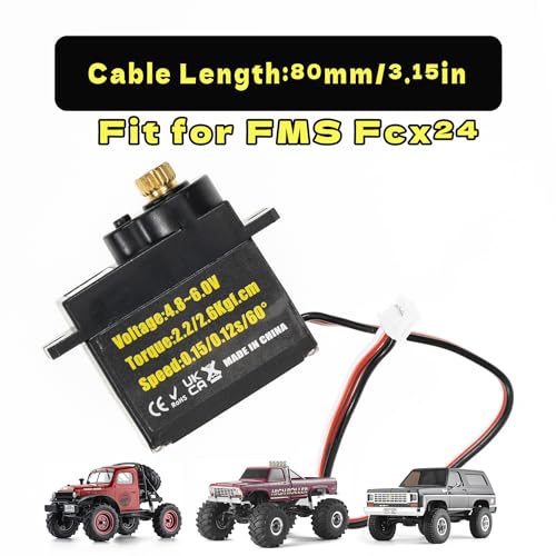 Micro Servo with Servo Horn for FCX24, RC Car Model Parts, Upgrade Parts for Crwaler 1/24 Scale FCX24 Power Wagon Butcher & Max Smasher Big Foot Monster Truck, K5 (Red) - color: Red
