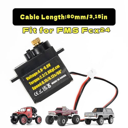 Micro Servo with Servo Horn for FCX24, RC Car Model Parts, Upgrade Parts for Crwaler 1/24 Scale FCX24 Power Wagon Butcher & Max Smasher Big Foot Monster Truck, K5 (Red) - color: Red