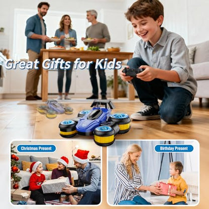 Remote Control RC Stunt Car Toy - High-Speed Drift 360° Flips Rotating 4WD Off-Road Vehicle for Kids Boys Girls Gifts Birthday Gifts (Blue) - color: Blue