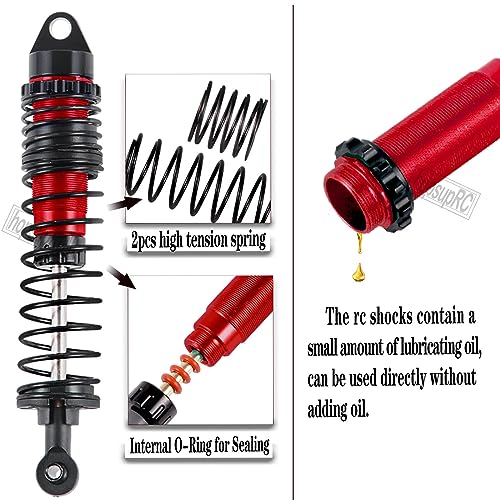 Big Bore RC Shocks Upgrades Part for 1/10 Rustler/Stampede 2WD, Aluminum A Arm & Caster Block & Steering Blocks & Rear Stub Axle Carriers & Adjustable Turnbuckles Camber Link,Red - color: Red/Axle Carriers-Arm-Link-shock