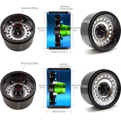 Adjustable 2 Offsets RC 2.2 Beadlock Wheels Rims Hub 1/10 Crawle Wheel Car Aluminum for Upgrades Remote Control SCX10 Capra Wraith Trx4 (4PC) (Bright Black ＆ Silver) - color: Bright Black ＆ Silver