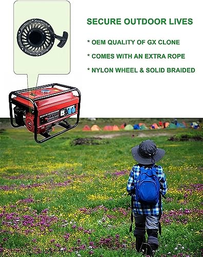 YAMAKATO 212 196 224 208 cc Recoil Pull Start Assembly w/Pulley Cup for Predator Champion Coleman Honda Westinghouse Firman Ryobi Simpson 5.5 6.5 hp Small Engines etc.