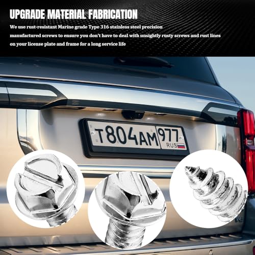 License Plate Screws, License Plate Screw Kit for Front & Rear Plates, 4PCS | Rust Proof License Plate Bolts, Stainless Steel Screws for US Domestic Vehicles & Select Imports - color: 4PCS Silver
