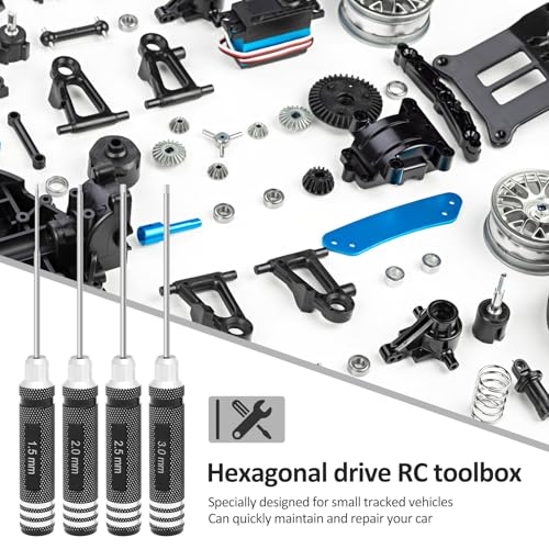 4pcs Hex Screw Driver Set 1.5mm 2.0mm 2.5mm 3.0mm Allen Wrench Keys Screwdriver Kit RC Repair Tools Kit for TRX4M SCX24 FCX18 Precise Model Airplane Screwdriver Set