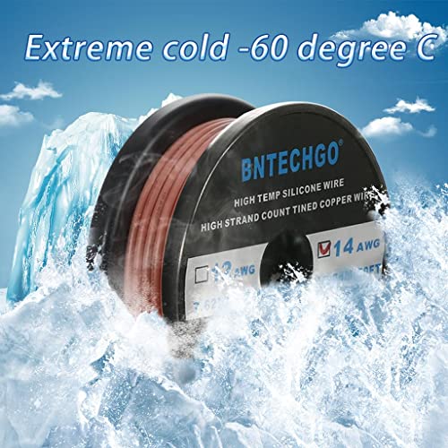 BNTECHGO 14 Gauge Silicone Wire Brown 50ft Stranded Tinned Copper Wire | Flexible 14 AWG Stranded Wire Silicone Rubber Insulation For RC Models, Drone, Robot, Battery, EV Charger, 3D Printer, DIY - color: Brown, size: silicone wire 50ft