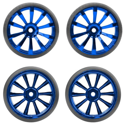 ShareGoo RC 1/10 Drift Tires W/Plastic Wheel Rims 12mm Hex Compatible with HSP Tamiya Kyosho RedCat Traxxas Sakura WLtoys 3Racing 1/10 RC On-Road Racing Touring Car (Blue) - color: Blue