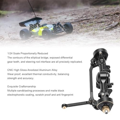 1/24 RC Car Front Axle Assembly, Aluminum Alloy RC Front Portal Axle Shaft Assembly, Shaft Replacement for Axial SCX24 1/24 Crawler Car