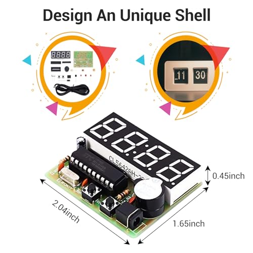 MiOYOOW 4-Digit Digital Clock Kits with PCB, DIY Alarm Clock Soldering Project Kit for Learning Electronics Soldering Practice with English Instructions - color: 1 Pack-4 Digit Clock Kit(0.56 Inch)