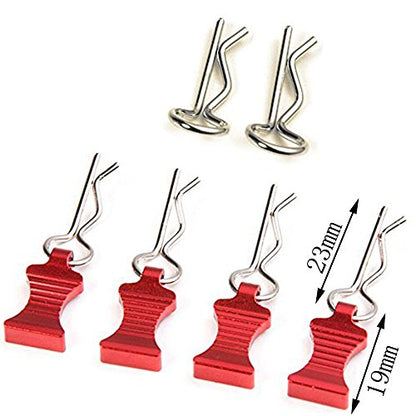 1 Set of Metal Body Clips Pins with Pull Tabs for 1/10 Axial SCX10 RC Model Crawler Car (Red)