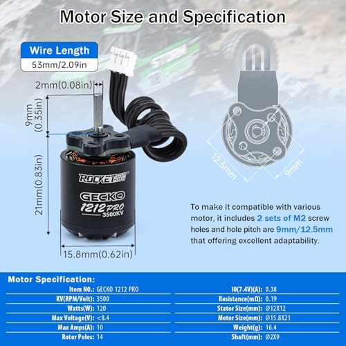 Surpass Hobby 1212 Pro 3500KV Brushless Motor and 25A Waterproof Brushless ESC for 1/18 TRX4M Ascent-18 Upgrade - style: 1212 Pro 3500KV Motor with Metal ESC