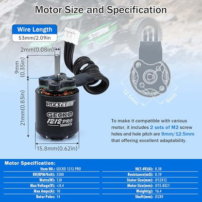 Surpass Hobby 1212 Pro 3500KV Brushless Motor and 25A Waterproof Brushless ESC for 1/18 TRX4M Ascent-18 Upgrade - style: 1212 Pro 3500KV Motor with Metal ESC