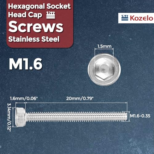 30pcs Socket Head Cap Screws - [M1.6-0.35 x 20mm] 304 Stainless Steel Allen Socket Drive for Electrical Motor 3D Printing Fan Engine Replacement Use, Silver - size: M1.6-0.35x20mm