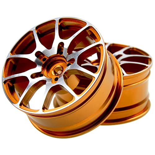 Aluminum Alloy 1/10 On-Road Racing Touring Drift Car Wheel Rims 12mm Hex Hub 26mm Width Compatible with Tamiya TT01 Kyosho RedCat Sakura D4 XIS HSP 1/10 RC Car (Glod) - color: Glod