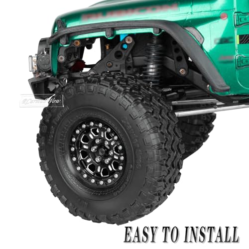 RC 1.9 Beadlock Tires 1.9 Wheels and Tires for 1/10 RC Crawler,TRX6 TRX4 AX103007 SCX10 90046 D90 Gen7 8 MST VS4-10,Aluminium Alloy 1.9 RC Wheel Rims & Rubber Tyre,Black - color: Black(4pcs)
