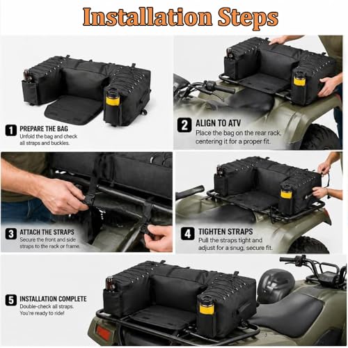 ATV Rear Rack Bag for KTM RC 8 2010-2015, Heavy Duty ATV Rear Rack Storage Bag, ATV Cargo Bag with Large Capacity, Water Resistant Gear Storage for Off Road Travel