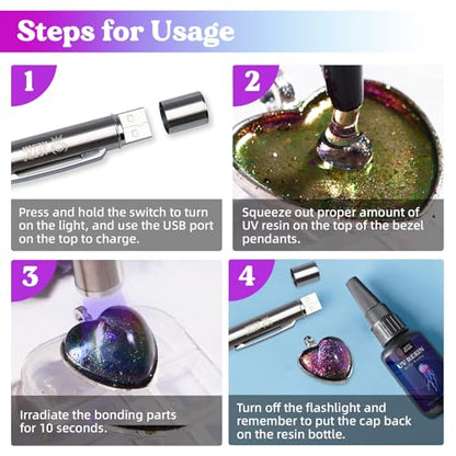 LET'S RESIN UV Resin Kit with Light, Bonding&Curing in Seconds, 30g | UV Glue Adhesive, UV Resin with Flashlight for Welding, Jewelry UV Glue Adhesive for Plastic Repair, Glass Light, Craft Decor