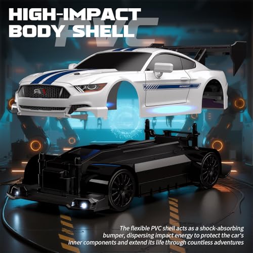 RC Drift Car, 1:24 Scale Remote Control Vehicle for Kids,2.4GHz 20KM/H 4WD High Speed RC Cars with LED Light, Two Batteries & Drifting Tires Racing Sport Toy Cars for Adults Boys Girls Kids 8602WH - style: 8602-White