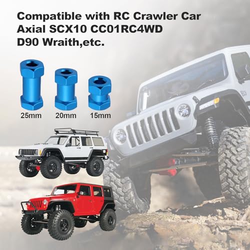 4-Pack HobbyPark 12mm Wheel Hex Drive Hubs Combiner Coupler Aluminum 15mm Offset Extension for 1/10 RC Crawler Car Parts (Blue) - color: Blue, size: 15mm Length